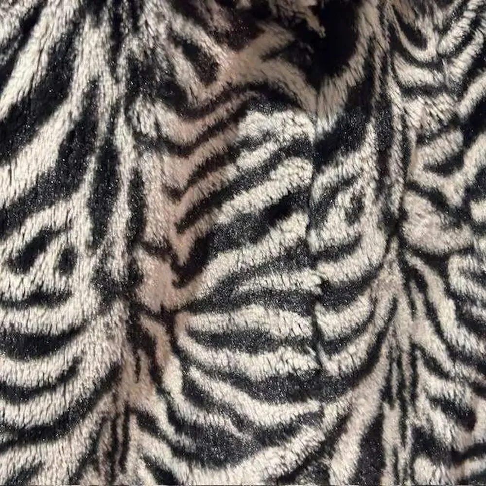 Zebra Faux Fur Vest Y2K Mob Wife Glam Animal Print Indie Sleaze Statement Size M